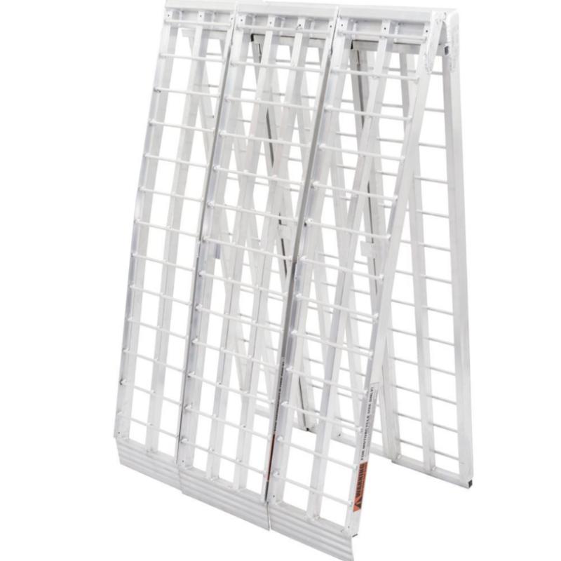 Black Widow Aluminum HD Folding Arched 3-Piece Motorcycle Ramp folded
