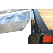 HD Ramps Aluminum Hook-End Ramps 14'x16" with 12,000 lbs Capacity is hooked to the trailer