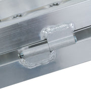 Black Widow Aluminum Punch Plate Folding ATV Ramp close up picture of the hinge
