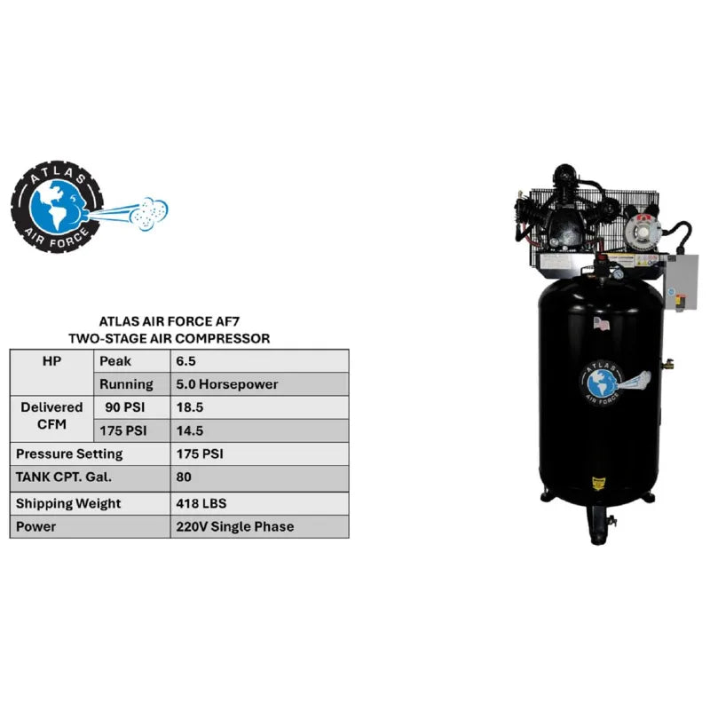 Atlas Air Force AF7 air compressor, side view