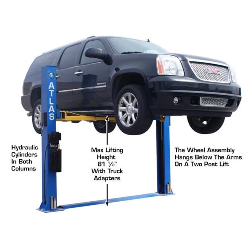 Atlas BP8000 baseplate 2-post lift, column and carriage detail