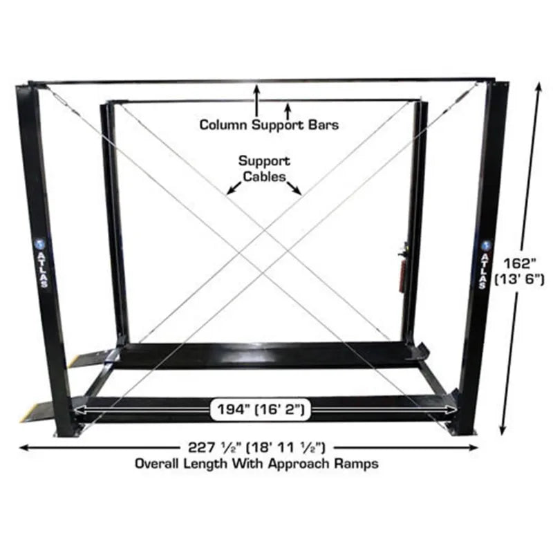 Atlas Garage PRO7000ST super tall 4-post lift, runway detail