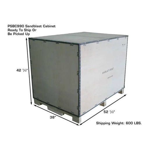 Atlas PSBC990 sandblast cabinet, side view with collector