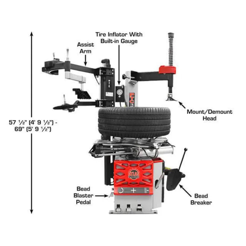 Atlas Platinum PTC300 tire changer, turntable and clamp jaws
