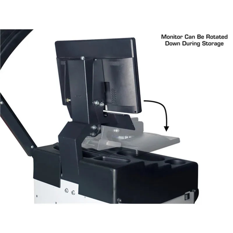 Atlas Platinum PWB90XL wheel balancer, shaft and cones detail