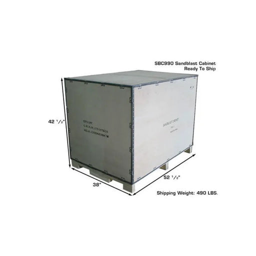 Atlas SBC990 sandblast cabinet, top loading door open