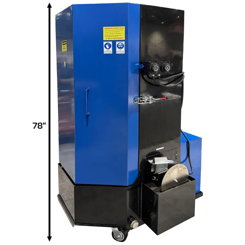 Atlas STW-750 spray wash cabinet, door open showing turntable
