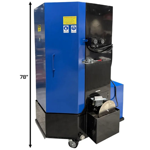 Atlas STW-750 spray wash cabinet, door open showing turntable