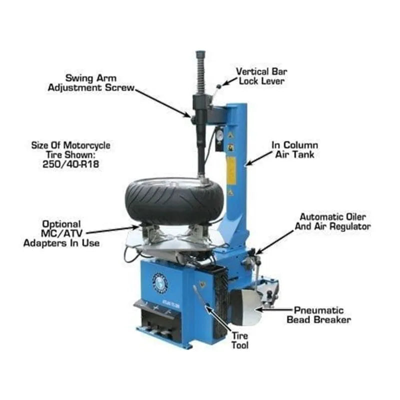 Atlas TC289 tire changer, adjustable bead breaker plate