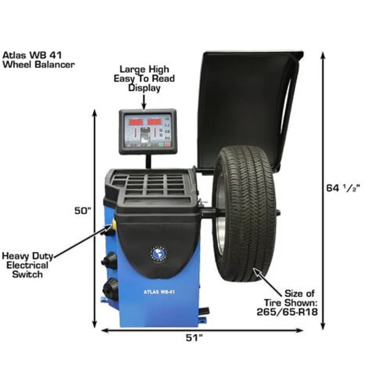 Atlas WB41 wheel balancer, large weight tray detail