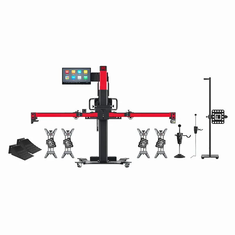 Autel MaxiSYS IA900WA wheel alignment and ADAS calibration frame with accessories