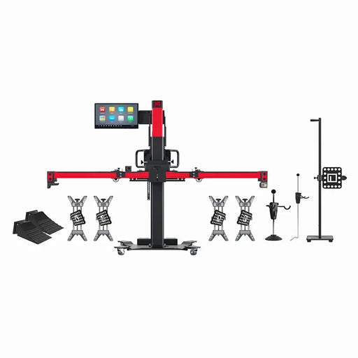 Autel MaxiSYS IA900WA wheel alignment and ADAS calibration frame with accessories