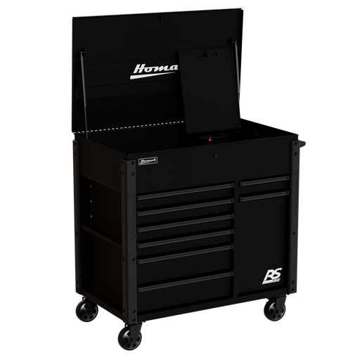 Homak 06044080 44 inch RS Pro 8 drawer power service cart Midnight Black