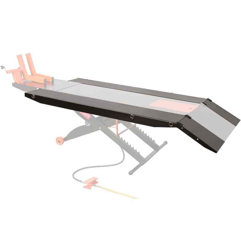 Black Widow ATV Side Extension Kit for Motorcycle Lift Table highlighted from the lift table