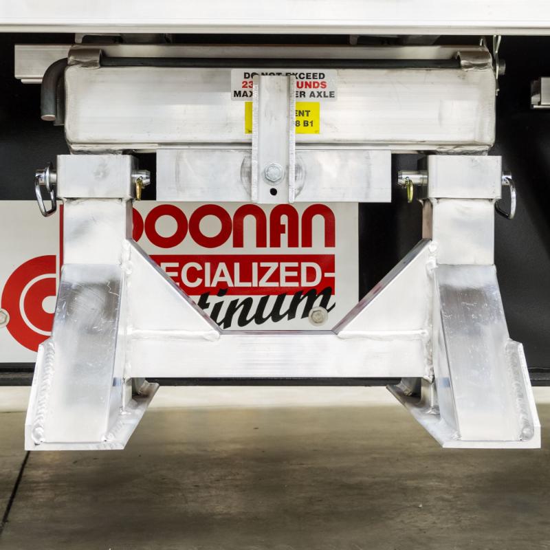 HD Ramps Clamp-On Semi-Trailer Ramp Stand Storage Brackets in use