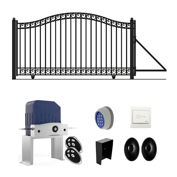 Aleko Automated Steel Sliding Driveway Gate and Gate Opener Complete Kit - DUBLIN Style - 12 x 6 Feet