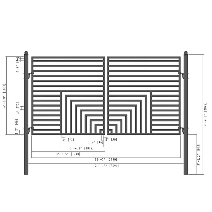 Aleko Steel Dual Swing Driveway Gate - Florence Style - 12 x 6 Feet