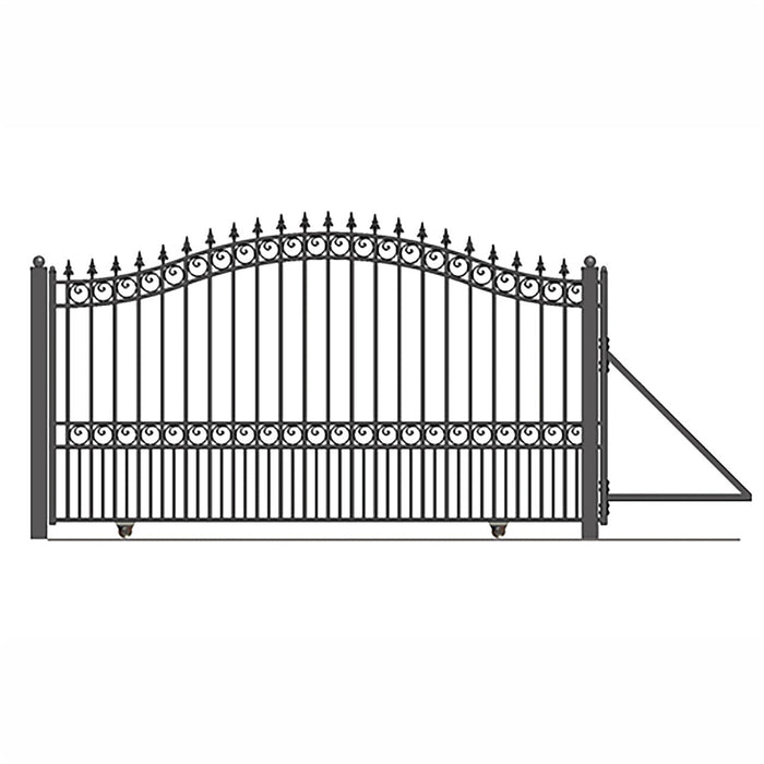 Aleko Automated Steel Sliding Driveway Gate and Gate Opener Complete Kit - LONDON Style - 12 x 6 Feet