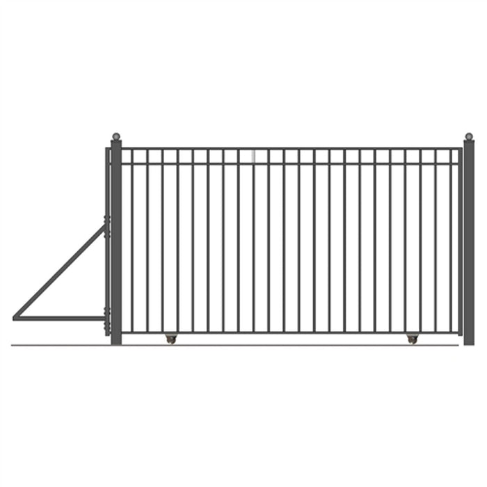 Aleko Single Slide Steel Driveway Gate - MADRID Style - 12 x 6 Feet