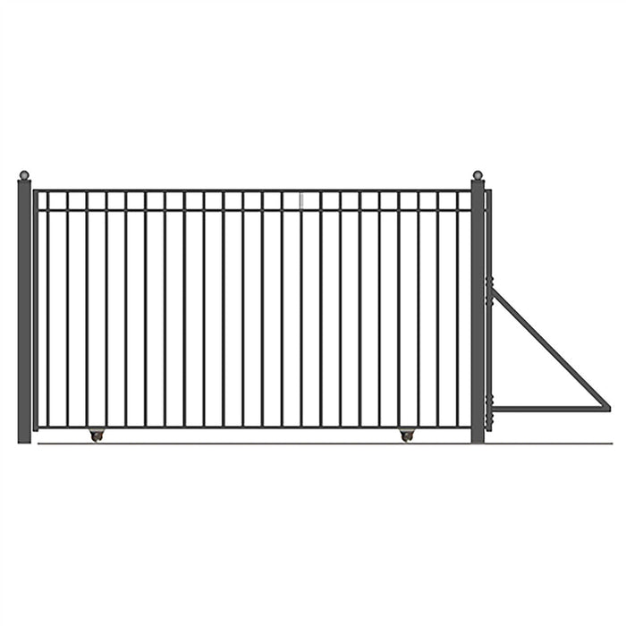 Aleko Steel Sliding Driveway Gate - 12 ft with Pedestrian Gate - 5 ft - MADRID Style