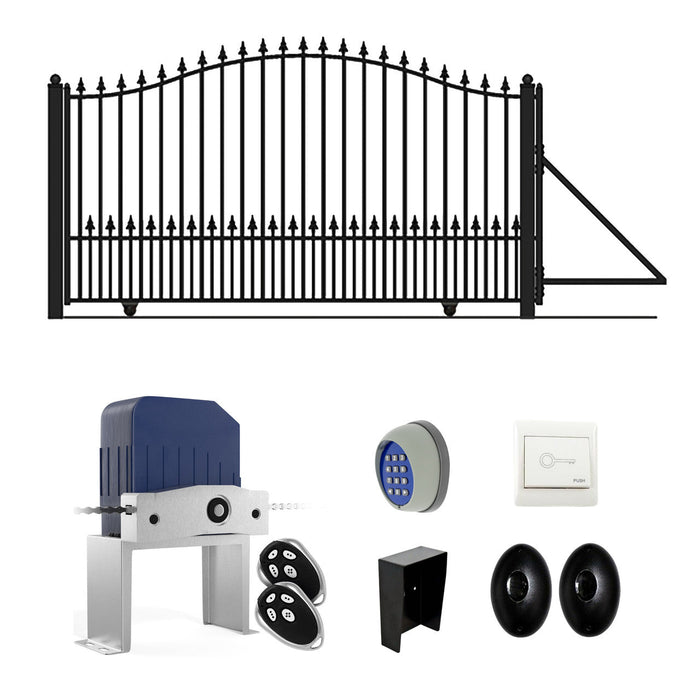Aleko Automated Steel Sliding Driveway Gate and Gate Opener Complete Kit - MUNICH Style - 12 x 6 Feet