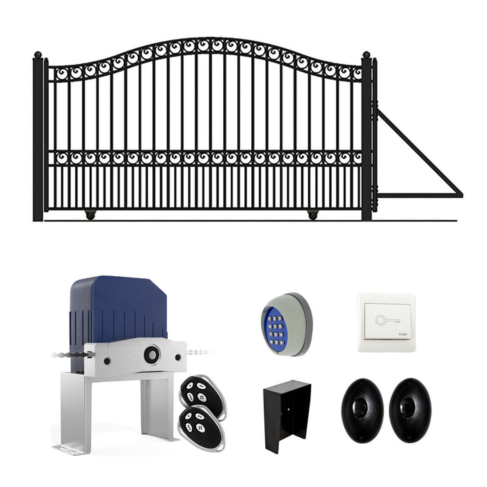 Aleko Automated Steel Sliding Driveway Gate and Gate Opener Complete Kit - PARIS Style - 12 x 6 Feet