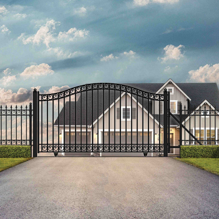 Aleko Automated Steel Sliding Driveway Gate and Gate Opener Complete Kit - DUBLIN Style - 14 x 6 Feet