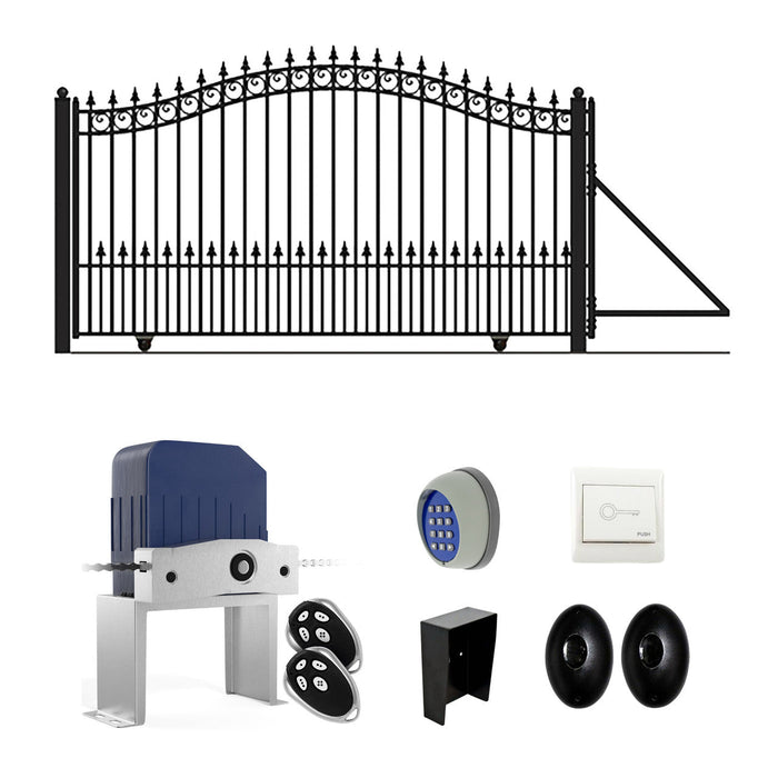 Aleko Automated Steel Sliding Driveway Gate and Gate Opener Complete Kit - PRAGUE Style - 14 x 6 Feet