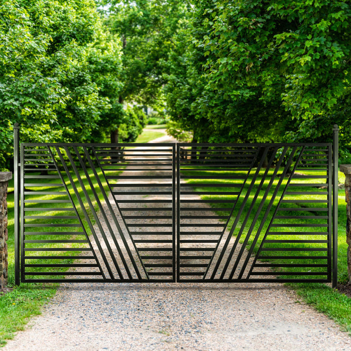 Aleko Steel Dual Swing Driveway Gate - Sofia Style - 14 x 6 Feet