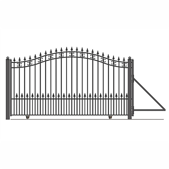 Aleko Automated Steel Sliding Driveway Gate and Gate Opener Complete Kit - ST. LOUIS Style - 14 x 6 Feet