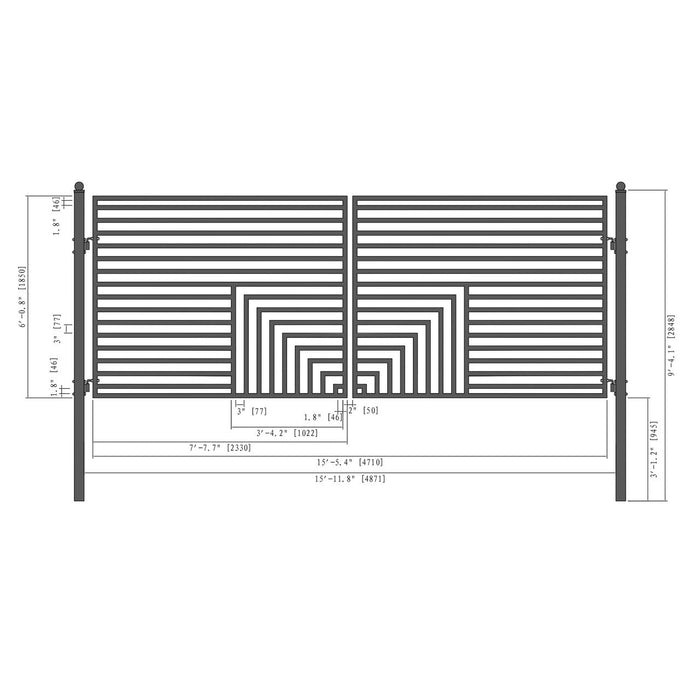 Aleko Steel Dual Swing Driveway Gate - Florence Style - 16 x 6 Feet
