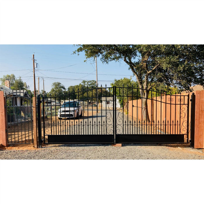 Aleko Steel Dual Swing Driveway Gate - VENICE Style - 16 x 6 Feet