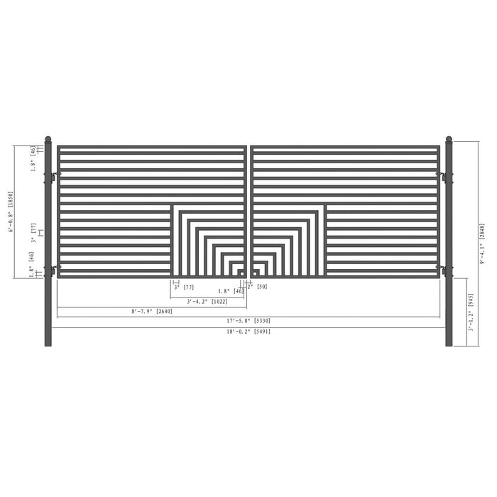 Aleko Steel Dual Swing Driveway Gate - Florence Style - 18 x 6 Feet