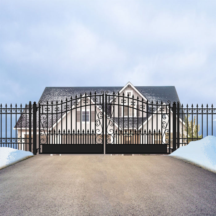 Aleko Steel Dual Swing Driveway Gate - VENICE Style - 18 x 6 Feet