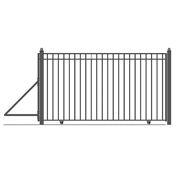 Aleko Steel Sliding Driveway Gate - 25 ft with Pedestrian Gate - 5 ft - MADRID Style