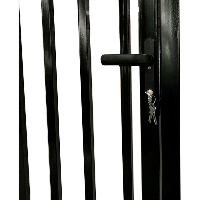 Aleko Steel Dual Swing Driveway Gate with Built-In Pedestrian Door - VIENNA Style - 12 x 7 Feet
