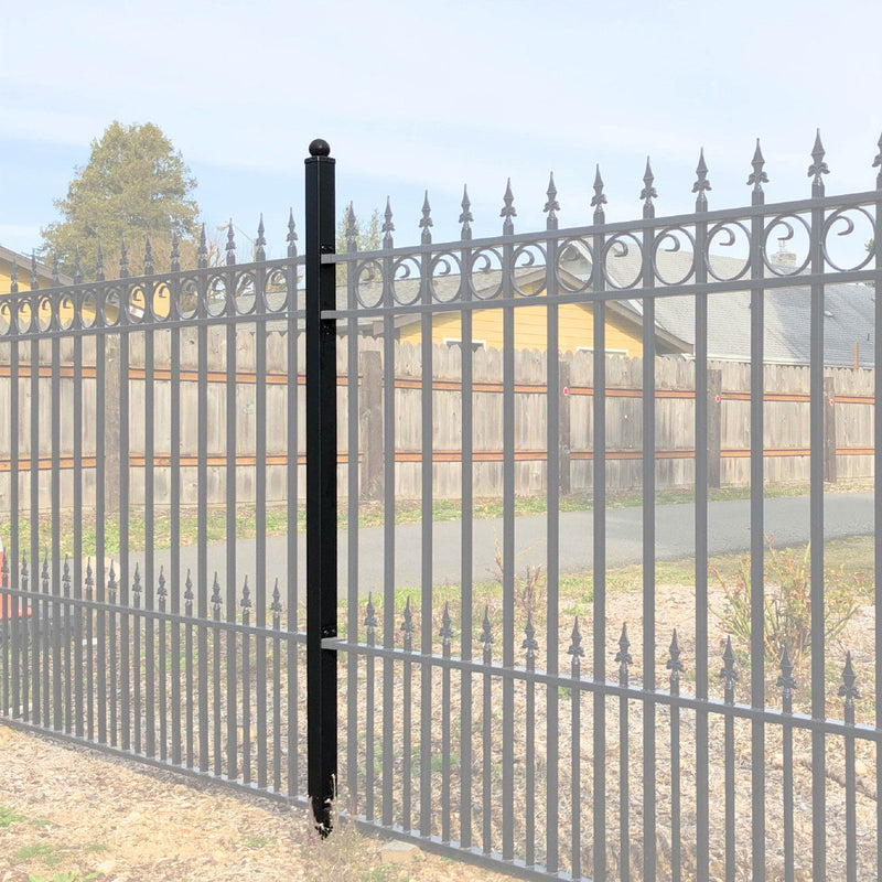 Aleko Fence Post for 5.5 x 5 Ft. DIY Fence Kits - 7.3 Ft. - Black