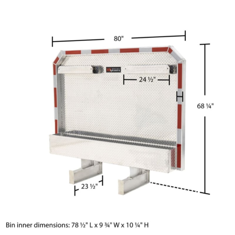 HD Ramps Diamond Plate Cab Rack bin inner dimensions
