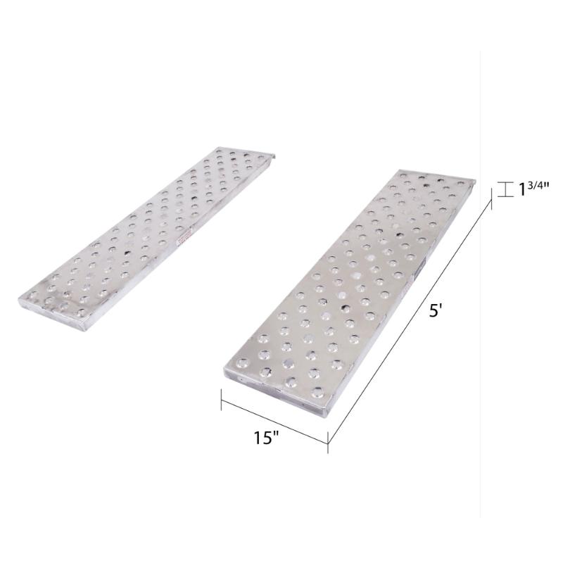 dimensions of the HD Ramps EZ Traction Aluminum Hook End Car Trailer Ramps 5'x15" 5,000 lbs Capacity 