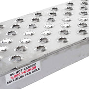 capacity of the HD Ramps EZ Traction Aluminum Hook End Car Trailer Ramps 7'10"x15" 5,000 lbs Capacity
