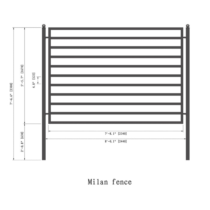 Aleko Steel Fence - MILAN Style - 8x5 ft.