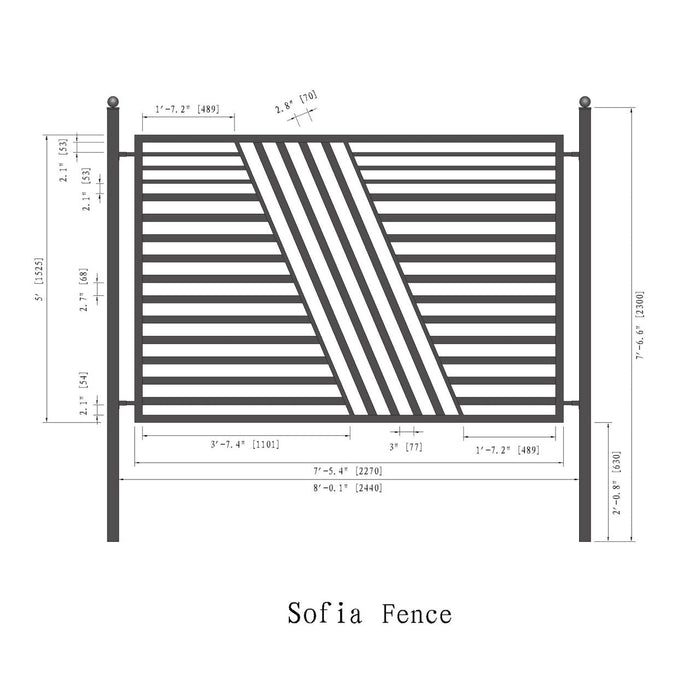 Aleko Steel Fence - Sofia Style - 8x5 ft.