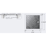 dimensions of the Cendrex Flush Aluminum Floor Hatch with Exposed Flange Key Operated 