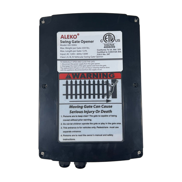 Aleko Dual Swing Gate Operator - GG1300U/AS1300U AC/DC - ETL Listed - Back-up Kit ACC2