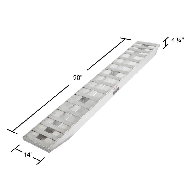 dimensions of the HD Ramps 7' 6" x 14" Aluminum Ramps Hook Ends

