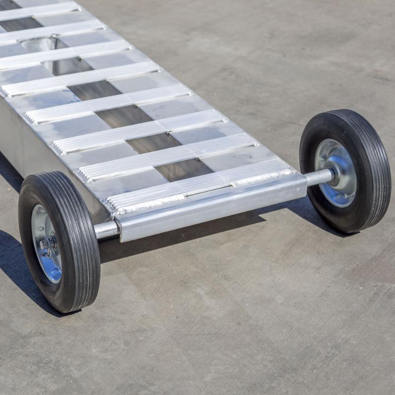 HD Ramps Heavy-Duty Loading Ramp Dolly for Ramps up to 20" Wide attached to a ramp