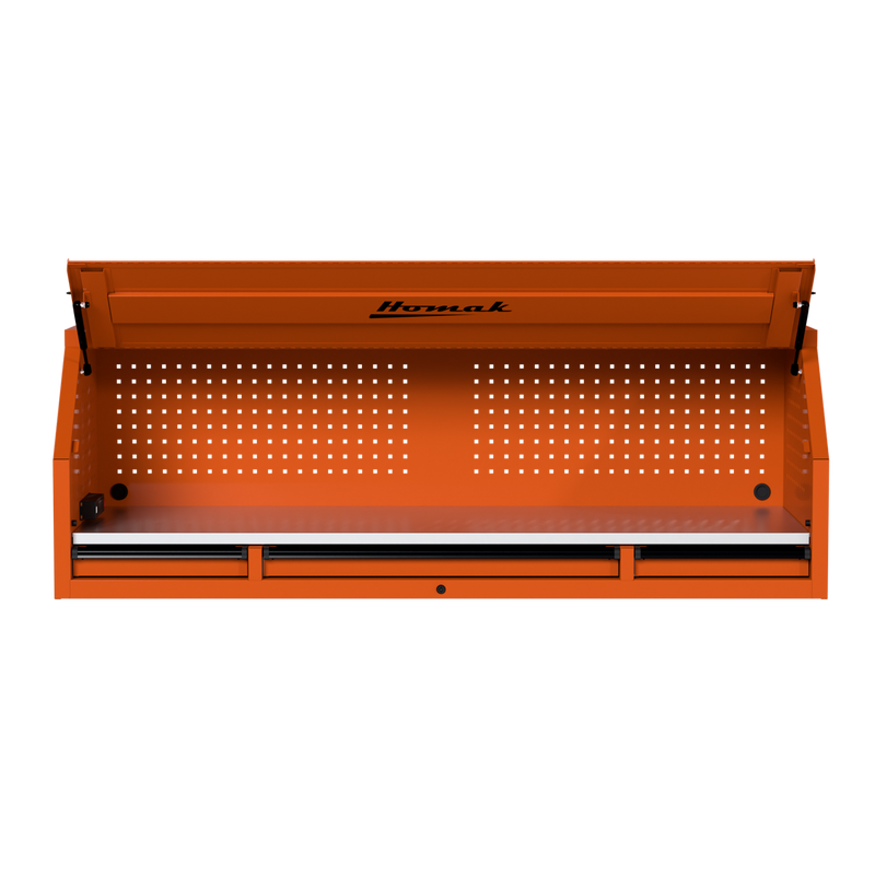 Homak 02072010 72" RS Pro Hutch with Power Strip and Stainless Steel Top - Competition Orange