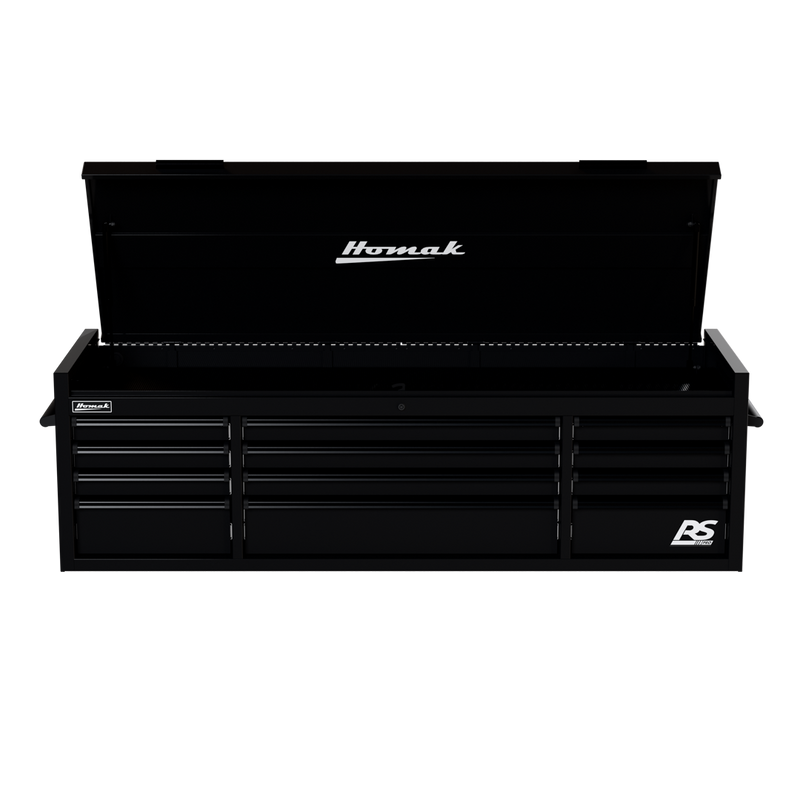 Homak 02072120 72" RS Pro 12-Drawer Top Chest with Power Strip, 24" Deep - Midnight Black