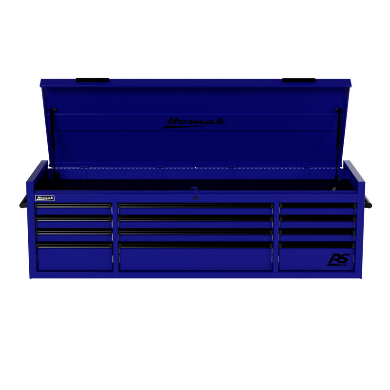 Homak 02072120 72" RS Pro 12-Drawer Top Chest with Power Strip, 24" Deep - Rally Sport Blue