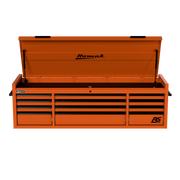 Homak 02072120 72" RS Pro 12-Drawer Top Chest with Power Strip, 24" Deep - Competition Orange